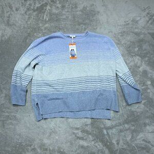 Ella Moss XXL Blue Striped Sweater Crewneck Long Sleeve Knit Lightweight a0601